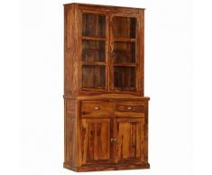 vidaXL Armoire à vitrine Bois de Sesham massif 100x40x200 cm