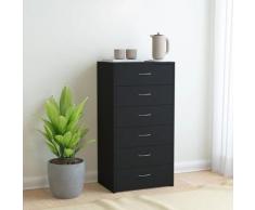 vidaXL Buffet avec 6 tiroirs Noir 50x34x96 cm Aggloméré