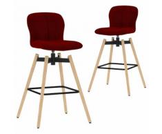 vidaXL Chaises pivotantes de bar 2 pcs Bordeaux Tissu