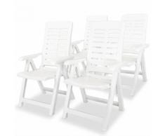 vidaXL Chaises inclinables de jardin 4 pcs Plastique Blanc