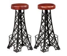 vidaXL Tabourets de bar 2 pcs Cuir véritable