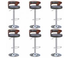vidaXL Tabourets de bar 6 pcs avec cadre en bois Cuir synthétique Noir