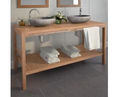 vidaXL Meuble-lavabo de salle de bains Teck massif 132x45x75cm