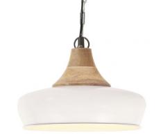 vidaXL Lampe suspendue industrielle Blanc Fer et bois solide 26 cm E27
