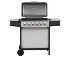 vidaXL Barbecue au gaz avec 6 zones de cuisson Inox Argenté