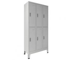 vidaXL Armoire à casiers avec 6 compartiments Acier 90x45x180 cm Gris
