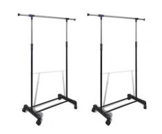 vidaXL Porte-manteaux réglables 2 pcs 1 rail d'accrochage