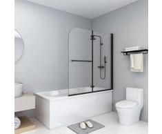 vidaXL Cabine de douche pliable 2 panneaux ESG 120x140 cm Noir