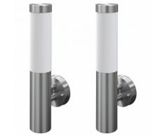 vidaXL 2 appliques murales cylindriques en acier inoxydable