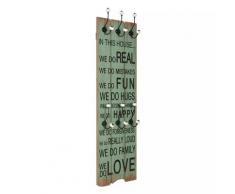 vidaXL Porte-manteau mural avec 6 crochets 120 x 40 cm HAPPY LOVE