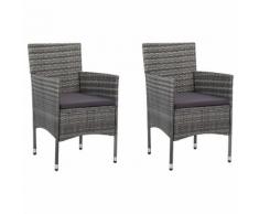 vidaXL Chaises de salle à manger de jardin 2 pcs Résine tressée Gris