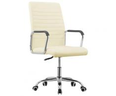 vidaXL Chaise pivotante de bureau Crème Tissu