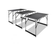 vidaXL Table à coller 3 pcs pliable Hauteur réglable