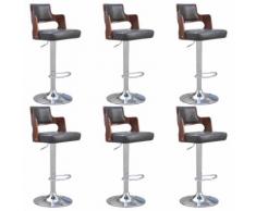 vidaXL Tabourets de bar 6 pcs avec cadre en bois Cuir synthétique Noir