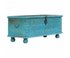 vidaXL Coffre de rangement Bois de manguier massif 100x40x41 cm Bleu