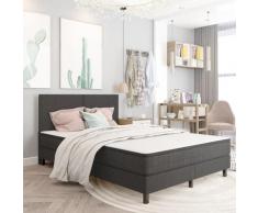 vidaXL Sommier tapissier Gris foncé Tissu 160x200 cm