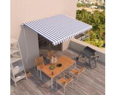 vidaXL Auvent rétractable automatique 450x350 cm Bleu et blanc