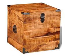 vidaXL Coffre de rangement cubique Bois massif de manguier