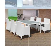 vidaXL Salon de jardin 7 pcs Résine tressée Blanc-crème