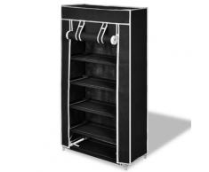 vidaXL Armoire à chaussures avec housse 58 x 28 x 106 cm Tissu Noir