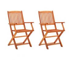 vidaXL Chaises de jardin pliables 2 pcs Bois d'eucalyptus massif