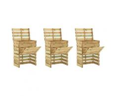 vidaXL Composteur de jardin à lattes 3 pcs 80x50x100 cm Pin imprégné