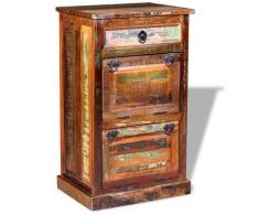 vidaXL Armoire à chaussures 4 couches avec tiroir Bois de récupération