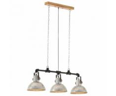 vidaXL Lampe suspendue industrielle Fer bois de manguier Argenté E27