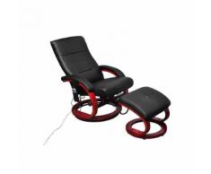 vidaXL Fauteuil de massage avec repose-pied Noir Similicuir