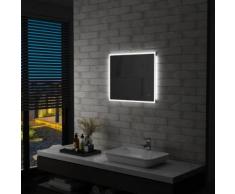 vidaXL Miroir mural à LED de salle de bain et capteur tactile 60x50 cm
