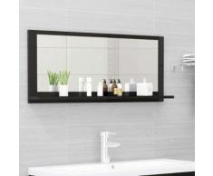 vidaXL Miroir de salle de bain Noir brillant 90x10,5x37 cm Aggloméré