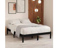 vidaXL Cadre de lit Noir Bois de pin massif 135x190 cm UK Double