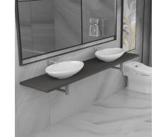 vidaXL Meuble de salle de bain à 3 pcs Céramique Gris