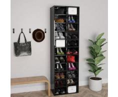 vidaXL Armoire à chaussures Noir brillant 54x34x183 cm Aggloméré
