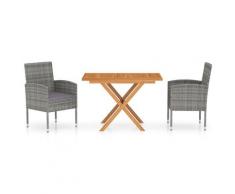 vidaXL Ensemble à dîner de jardin 3 pcs Résine tressée et acacia
