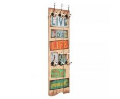 vidaXL Porte-manteau mural avec 6 crochets 120 x 40 cm LIVE LIFE