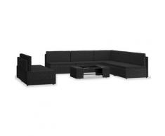 vidaXL Salon de jardin 7 pcs Résine tressée Noir