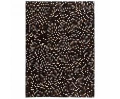 vidaXL Tapis Cuir véritable Patchwork 160 x 230 cm Carré Noir/Blanc