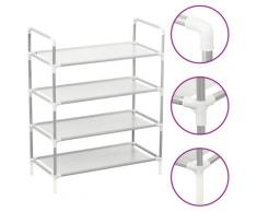 vidaXL Étagère à chaussures 4 étagères Métal et tissu intissé Argenté