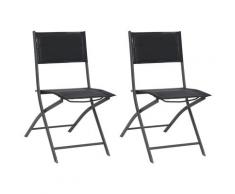 vidaXL Chaises de jardin pliables 2 pcs Acier et textilène