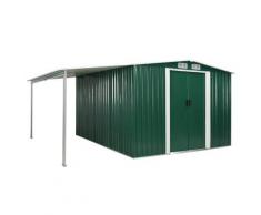 vidaXL Abri de jardin à portes coulissantes Vert 386x312x178 cm Acier