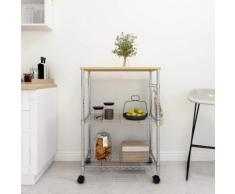 vidaXL Chariot de cuisine à 3 niveaux 61x36x85 cm Fer chromé