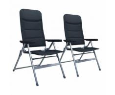 vidaXL Chaises de jardin inclinables 2 pcs Aluminium Noir