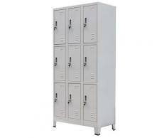 vidaXL Armoire à casiers avec 9 compartiments Acier 90x45x180 cm Gris
