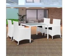 vidaXL Salon de jardin 5 pcs Résine tressée Blanc-crème