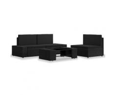 vidaXL Salon de jardin 4 pcs Résine tressée Noir