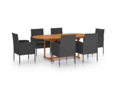 vidaXL Ensemble à dîner de jardin 7 pcs Résine tressée Noir