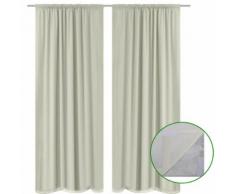 vidaXL Rideau occultant 2 pcs Double couche 140 x 175 cm Crème