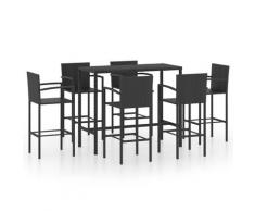 vidaXL Ensemble de bar de jardin 7 pcs Résine tressée Noir