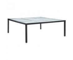 vidaXL Table à dîner de jardin Noir 200x200x74 cm Résine tressée